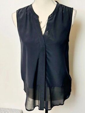 Joie 100% Silk Sleeveless Semi-Sheer Blouse in Black Size XS